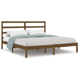 Berkfield Bed Frame Honey Brown Solid Wood Pine 200X200 Cm - thumbnail 2