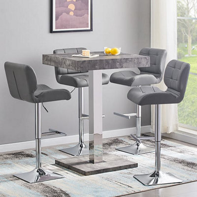 Furniture in Fashion Topaz Concrete Effect Bar Table With 4 Candid Grey Stools - image 1