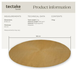 Tectake Rug Raya - Jute Look, Boho Style, Indoor And Outdoor Use, Durable   160 Cm - Brown - thumbnail 6