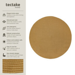 Tectake Rug Raya - Jute Look, Boho Style, Indoor And Outdoor Use, Durable   160 Cm - Brown - thumbnail 2
