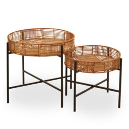 Orsina Batu Set Of 2 Natural Rattan Side Tables