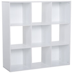 Homcom 9 Cube Storage Cabinet Bookcase Bookshelf Home Office Shelf, White - thumbnail 2