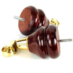 L&F 4 Mahogany Furniture Legs Wood Replacement Feet With Brass Castors 140mm High Chair Sofa M8 - thumbnail 7