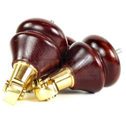 L&F 4 Mahogany Furniture Legs Wood Replacement Feet With Brass Castors 140mm High Chair Sofa M8
