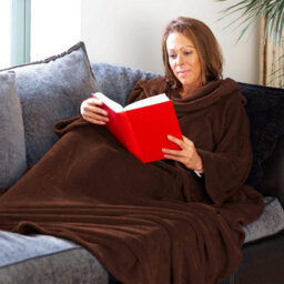 Chocolate Snug Rug Deluxe Blanket With Sleeves Luxury Cosy Super Soft Coral Fleece Fabric Long Oversized Pouch Pocket Adults - thumbnail 5