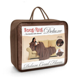Chocolate Snug Rug Deluxe Blanket With Sleeves Luxury Cosy Super Soft Coral Fleece Fabric Long Oversized Pouch Pocket Adults - thumbnail 3