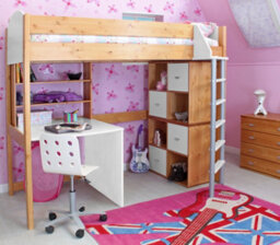 Noah High Sleeper Antique/white Cube And Desk - thumbnail 1
