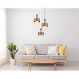 Luminosa Lighting Luminosa Milley Cluster Pendant Ceiling Light Matt Black Amber Glass Shade 3X E27 - thumbnail 5