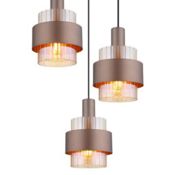 Luminosa Lighting Luminosa Milley Cluster Pendant Ceiling Light Matt Black Amber Glass Shade 3X E27 - thumbnail 3