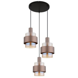 Luminosa Lighting Luminosa Milley Cluster Pendant Ceiling Light Matt Black Amber Glass Shade 3X E27 - thumbnail 2