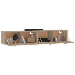 Berkfield Wall Cabinets 2 Pcs Sonoma Oak 100X36.5X35 Cm Engineered Wood - thumbnail 4