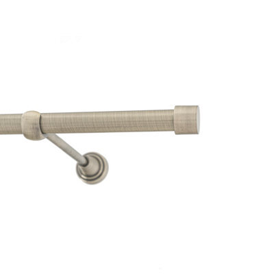 Toolty Antique Brass Metal Curtain Pole 19mm With Finials Rod Classic Brackets Luna 195Cm