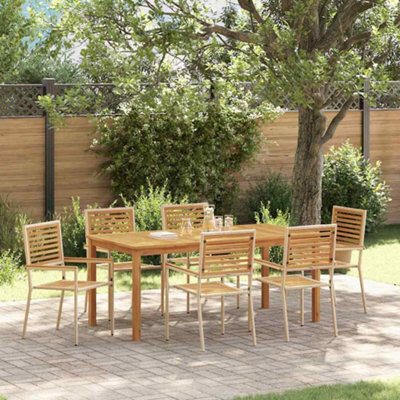 Berkfield Garden Dining Set 7 Pcs Beige Poly Rattan - image 1