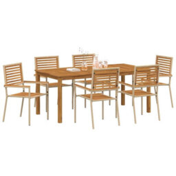 Berkfield Garden Dining Set 7 Pcs Beige Poly Rattan - thumbnail 3