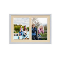 AK Frames 20X14 Silver Sleek Multi Photo Frame With Ivory Mount - Holds 2 Apertures (2X) A4 Photos - thumbnail 1
