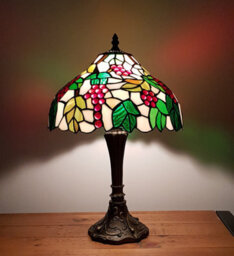 "K Living Kliving 12"" Handley Antique Brass Tiffany Table Lamp/stained Leaf Glass Shade" - thumbnail 8