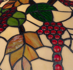"K Living Kliving 12"" Handley Antique Brass Tiffany Table Lamp/stained Leaf Glass Shade" - thumbnail 2