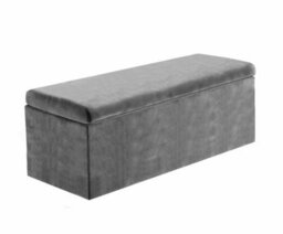 150Cm Large Plain Safar Storage Ottoman Box, Grey Plush Velvet Upholstered Deep Storage Ottoman End Of Bed Bench - thumbnail 4