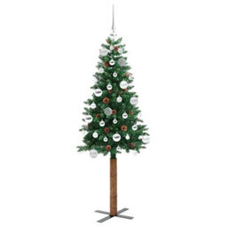Vidaxl Slim Christmas Tree Green 150 Cm Pvc And Solid Pine Wood - thumbnail 4