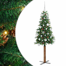Vidaxl Slim Christmas Tree Green 150 Cm Pvc And Solid Pine Wood - thumbnail 2