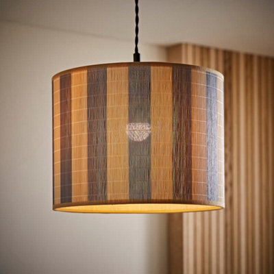Valuelights Lori Blue Stripe Bamboo Drum Ceiling Lamp Shade (D)30Cm - image 1
