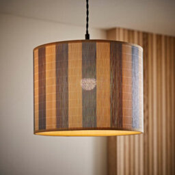 Valuelights Lori Blue Stripe Bamboo Drum Ceiling Lamp Shade (D)30Cm - thumbnail 1