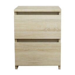 Sundaze Oak 2 Drawer Bedside Cabinet Chest Of Drawers Bedroom Storage Furniture (H)40Cm (W) 30Cm (D) 30 Cm