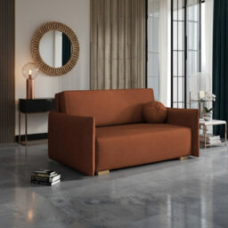 Sofa Bed Viva Glov Iii With Sleeping Function Storage Polyurethane Foam Wooden Frame 154X98X85Cm Orange
