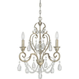 Elegant Vintage Gold 3 Bulb Chandelier Pendant Light With Led E14 60W Bulbs - thumbnail 1