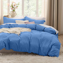 Bedlooms Light Blue Cotton Duvet Cover Set, Breathable & Anti-Allergic Bedding Pack, Double 200X200Cm - thumbnail 6