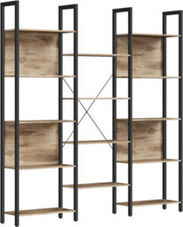 Songmics Bookcase, Bookshelf With 14 Shelves, Storage Rack, Sturdy Frame, Shelf Unit, Industrial, Camel Brown And Ink Black - thumbnail 8