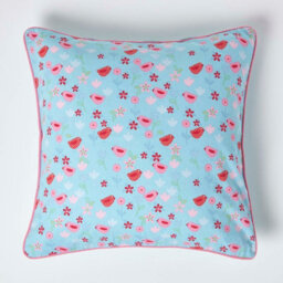 Homescapes Cotton Birds And Flower Cushion Cover, 60 X 60 Cm - thumbnail 1