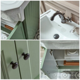 Homestylestore Pastel Green 570mm Bathroom Vanity Unit And Round Black Handles - thumbnail 2