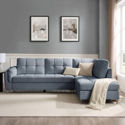 Home Detail Rose Right-Hand Facing Corner Sofa, Blue Linen - thumbnail 2
