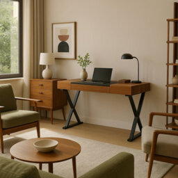 Centurion Supports Adonis Walnut And Matte Black Legs Ergonomic Luxury Home Office Desk - thumbnail 9
