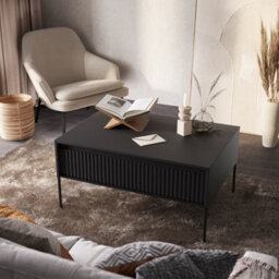 Arte Contemporary Trend Coffee Table With Storage (H)500mm (W)1000mm (D)700mm -Black Matt - thumbnail 3