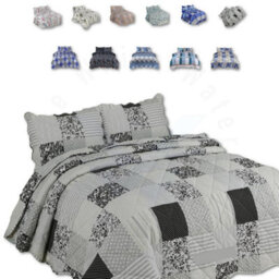 TheWhiteWater Limited Bedspread - Luxury Quilted - Reversible Two Sided - Bed Throw Warm Quilt - Bedspread Patchwork Reversible Set 150 Gsm - 3 Tog - thumbnail 1