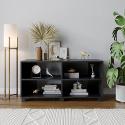 Urbn-Living Urbnliving Height 47Cm Wooden Black Tv Stand Living Room Media Cabinet Modern Furniture - thumbnail 3