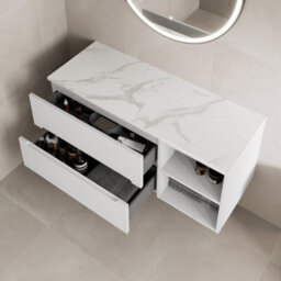 Affine 1200mm Bathroom Vanity Unit Countertop Wall Hung Drawer Units & Shelves White - thumbnail 3