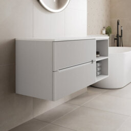 Affine 1200mm Bathroom Vanity Unit Countertop Wall Hung Drawer Units & Shelves White - thumbnail 2