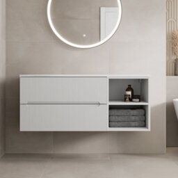 Affine 1200mm Bathroom Vanity Unit Countertop Wall Hung Drawer Units & Shelves White - thumbnail 1