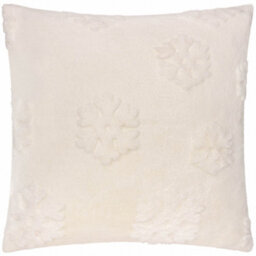 Furn. Snowflakes Fur Tufted Feather Filled Cushion, White - thumbnail 1