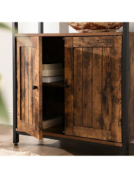 Songmics Storage Cabinet, Multipurpose Cabinet, Sideboard, Adjustable Shelves, Slat Door, Steel Frame, - thumbnail 4
