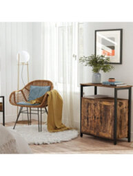 Songmics Storage Cabinet, Multipurpose Cabinet, Sideboard, Adjustable Shelves, Slat Door, Steel Frame, - thumbnail 3