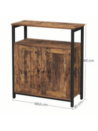 Songmics Storage Cabinet, Multipurpose Cabinet, Sideboard, Adjustable Shelves, Slat Door, Steel Frame, - thumbnail 5