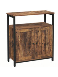 Songmics Storage Cabinet, Multipurpose Cabinet, Sideboard, Adjustable Shelves, Slat Door, Steel Frame, - thumbnail 8