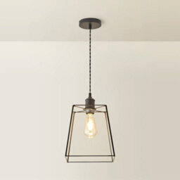Valuelights Susie Glass Lantern Shade Matte Black Single Ceiling Pendant Light With Led Bulb - thumbnail 4