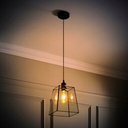 Valuelights Susie Glass Lantern Shade Matte Black Single Ceiling Pendant Light With Led Bulb - thumbnail 1