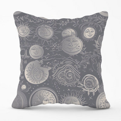 Warren Reed Designer Sun And Moon In Grey Cushions 60Cm X 60Cm - image 1