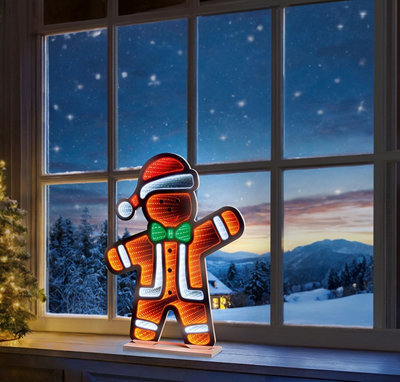 Premier Decorations Limited Gingerbread Christmas Infinity Mirror Light Decoration Premier Led Light 60Cm - image 1